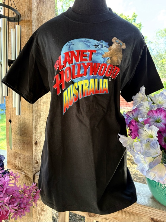 planet hollywood Tops - Vintage Planet Hollywood Australia Black Koala Bear Front Graphic Tee S